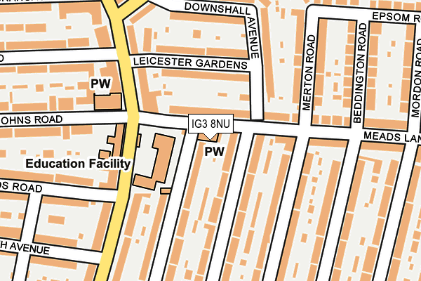 IG3 8NU map - OS OpenMap – Local (Ordnance Survey)