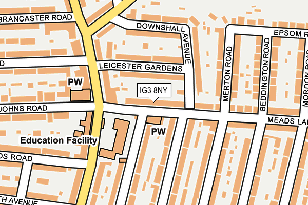 IG3 8NY map - OS OpenMap – Local (Ordnance Survey)