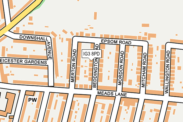 IG3 8PD map - OS OpenMap – Local (Ordnance Survey)