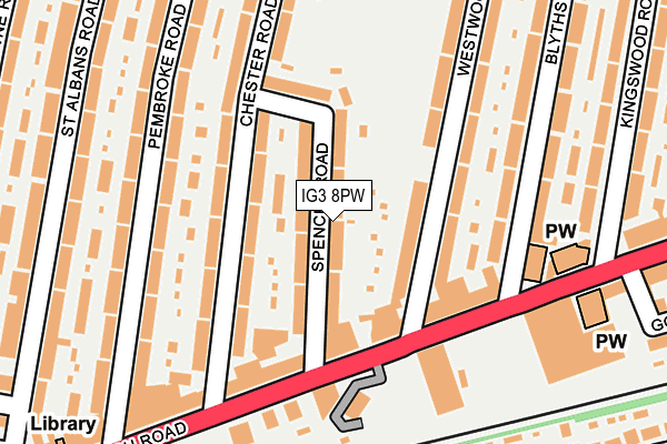 IG3 8PW map - OS OpenMap – Local (Ordnance Survey)