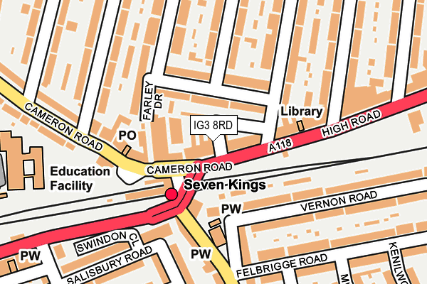 IG3 8RD map - OS OpenMap – Local (Ordnance Survey)