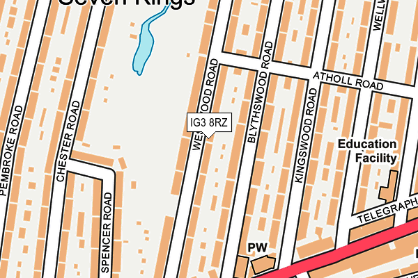 IG3 8RZ map - OS OpenMap – Local (Ordnance Survey)