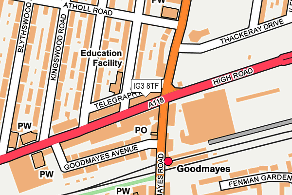 IG3 8TF map - OS OpenMap – Local (Ordnance Survey)