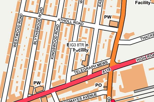 IG3 8TR map - OS OpenMap – Local (Ordnance Survey)