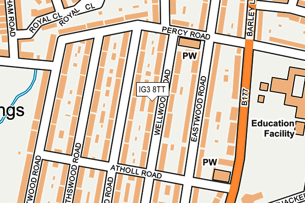 IG3 8TT map - OS OpenMap – Local (Ordnance Survey)
