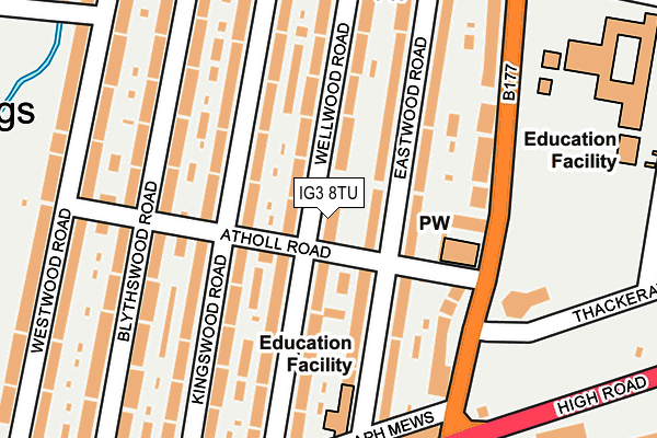 IG3 8TU map - OS OpenMap – Local (Ordnance Survey)