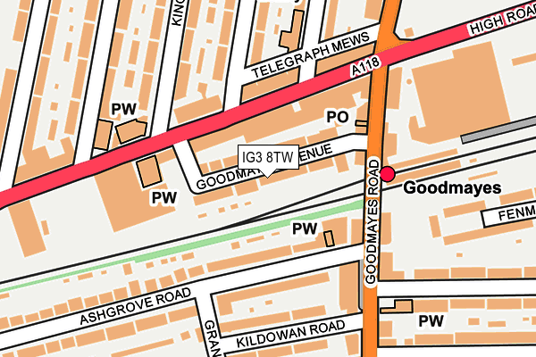 IG3 8TW map - OS OpenMap – Local (Ordnance Survey)
