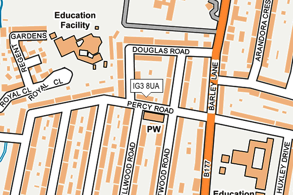 IG3 8UA map - OS OpenMap – Local (Ordnance Survey)