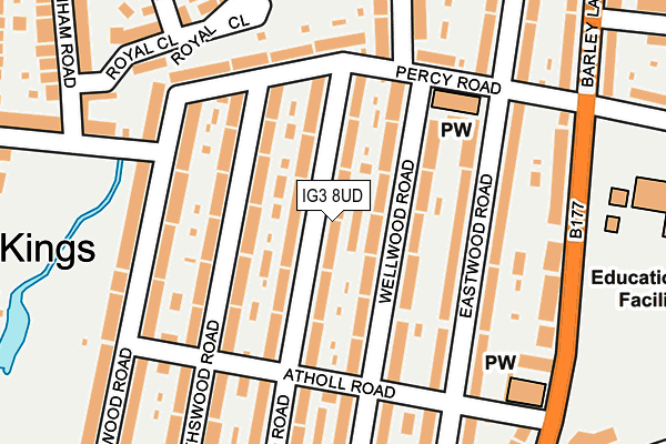 IG3 8UD map - OS OpenMap – Local (Ordnance Survey)