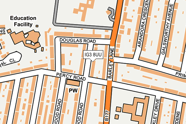 IG3 8UU map - OS OpenMap – Local (Ordnance Survey)