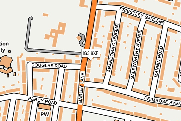 IG3 8XF map - OS OpenMap – Local (Ordnance Survey)