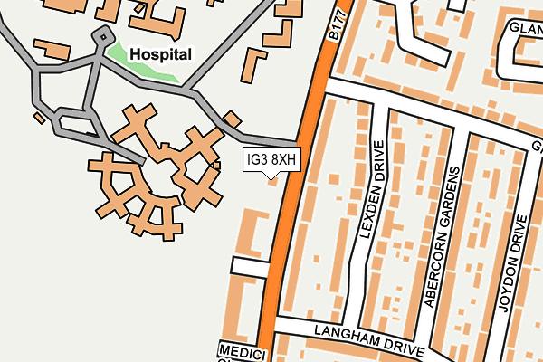 IG3 8XH map - OS OpenMap – Local (Ordnance Survey)