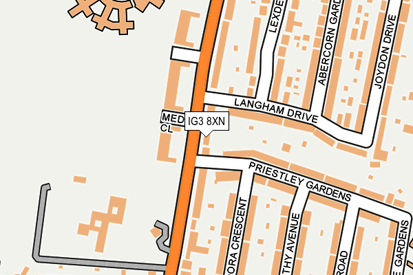 IG3 8XN map - OS OpenMap – Local (Ordnance Survey)
