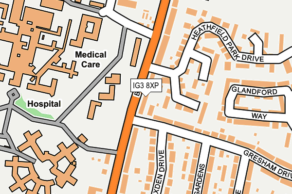 IG3 8XP map - OS OpenMap – Local (Ordnance Survey)