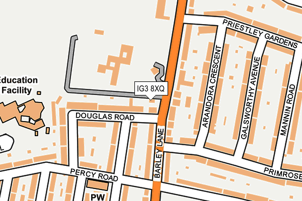 IG3 8XQ map - OS OpenMap – Local (Ordnance Survey)