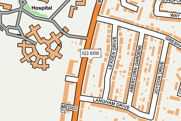 IG3 8XW map - OS OpenMap – Local (Ordnance Survey)
