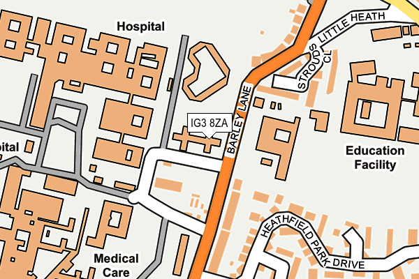 IG3 8ZA map - OS OpenMap – Local (Ordnance Survey)
