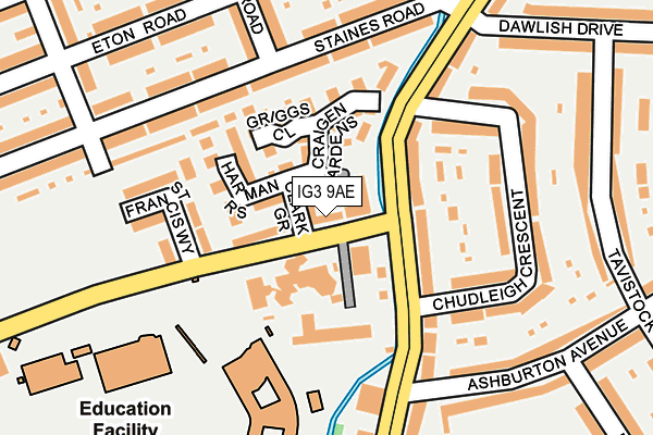 IG3 9AE map - OS OpenMap – Local (Ordnance Survey)