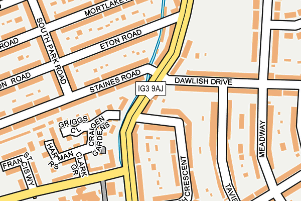 IG3 9AJ map - OS OpenMap – Local (Ordnance Survey)