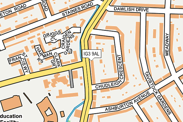 IG3 9AL map - OS OpenMap – Local (Ordnance Survey)