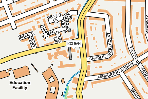 IG3 9AN map - OS OpenMap – Local (Ordnance Survey)