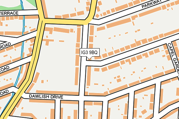 IG3 9BQ map - OS OpenMap – Local (Ordnance Survey)