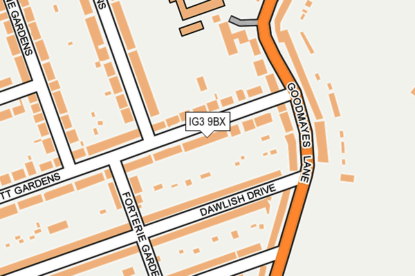 IG3 9BX map - OS OpenMap – Local (Ordnance Survey)