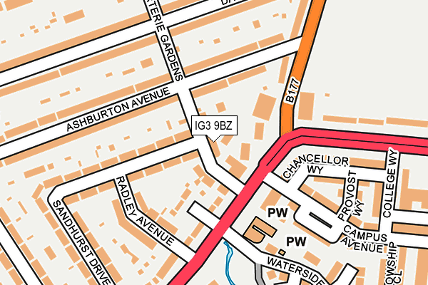 IG3 9BZ map - OS OpenMap – Local (Ordnance Survey)