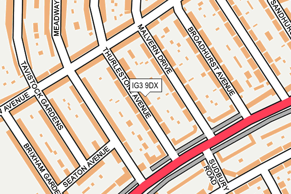 IG3 9DX map - OS OpenMap – Local (Ordnance Survey)