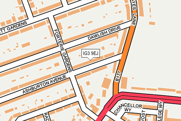 IG3 9EJ map - OS OpenMap – Local (Ordnance Survey)