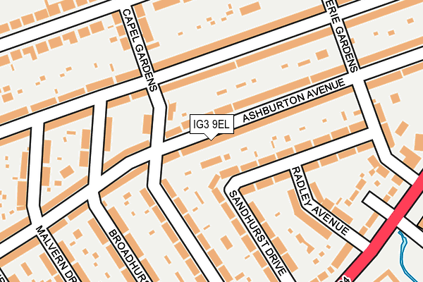 IG3 9EL map - OS OpenMap – Local (Ordnance Survey)
