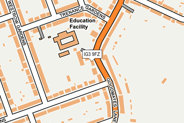 IG3 9FZ map - OS OpenMap – Local (Ordnance Survey)