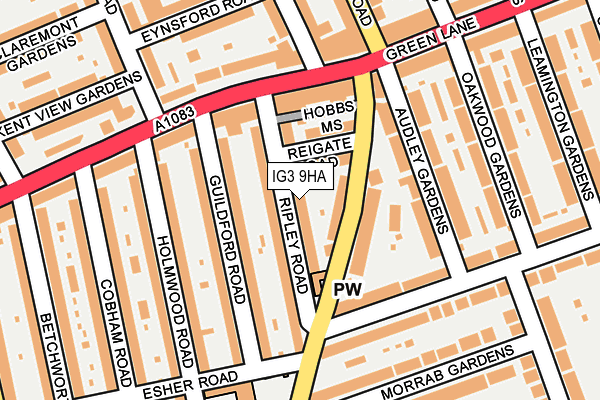 IG3 9HA map - OS OpenMap – Local (Ordnance Survey)