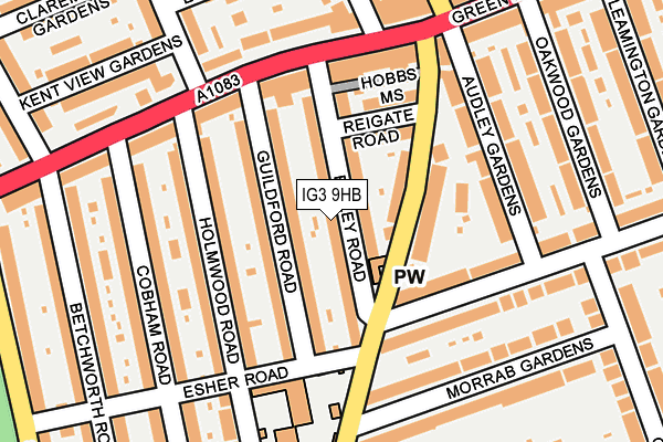 IG3 9HB map - OS OpenMap – Local (Ordnance Survey)