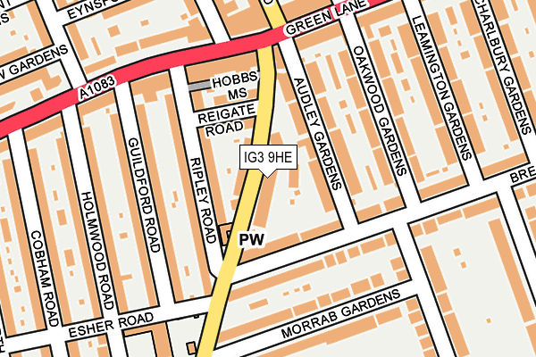 IG3 9HE map - OS OpenMap – Local (Ordnance Survey)