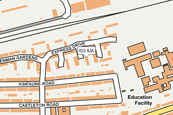 IG3 9JA map - OS OpenMap – Local (Ordnance Survey)