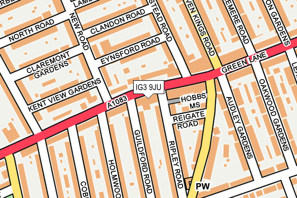 IG3 9JU map - OS OpenMap – Local (Ordnance Survey)