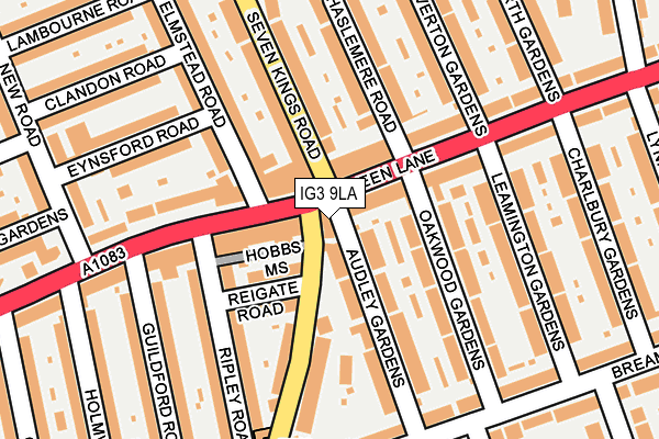 IG3 9LA map - OS OpenMap – Local (Ordnance Survey)