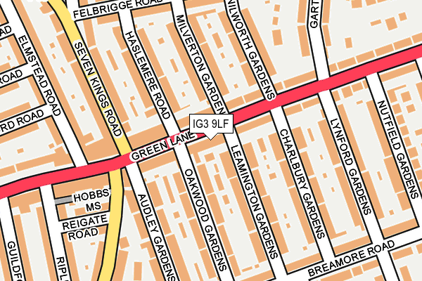 IG3 9LF map - OS OpenMap – Local (Ordnance Survey)