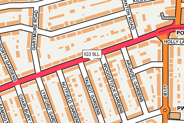 IG3 9LL map - OS OpenMap – Local (Ordnance Survey)