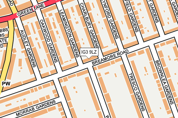 IG3 9LZ map - OS OpenMap – Local (Ordnance Survey)