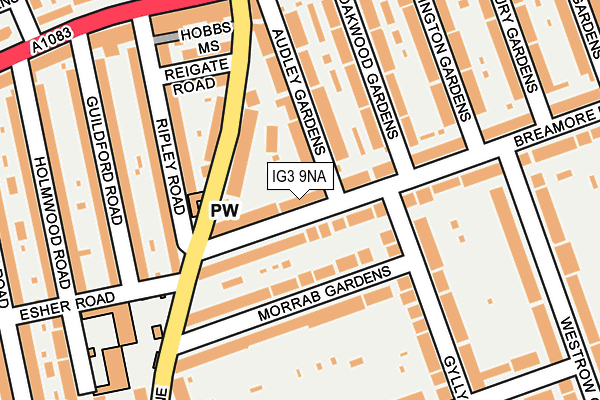 IG3 9NA map - OS OpenMap – Local (Ordnance Survey)