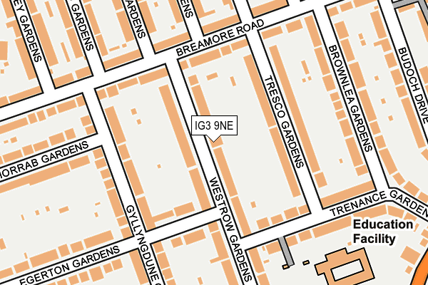 IG3 9NE map - OS OpenMap – Local (Ordnance Survey)