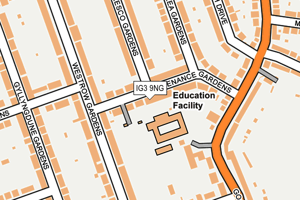 IG3 9NG map - OS OpenMap – Local (Ordnance Survey)