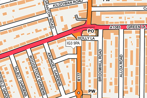 IG3 9PA map - OS OpenMap – Local (Ordnance Survey)