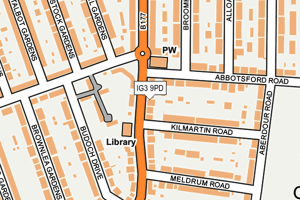 IG3 9PD map - OS OpenMap – Local (Ordnance Survey)