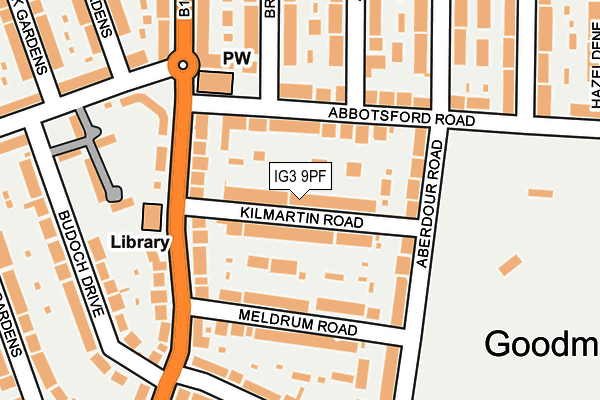 IG3 9PF map - OS OpenMap – Local (Ordnance Survey)