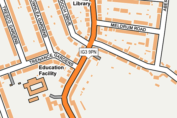 IG3 9PN map - OS OpenMap – Local (Ordnance Survey)