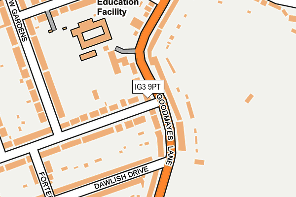 IG3 9PT map - OS OpenMap – Local (Ordnance Survey)