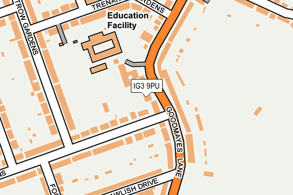 IG3 9PU map - OS OpenMap – Local (Ordnance Survey)